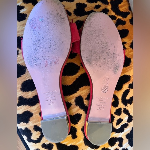 AQUAZURRA Wild Thing Suede Fringe Flat Slide Sandal Lipstick Red - Picture 5 of 9